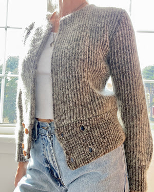 Vintage Rib Mohair Rib Melange Jacket Cardigan Sweater