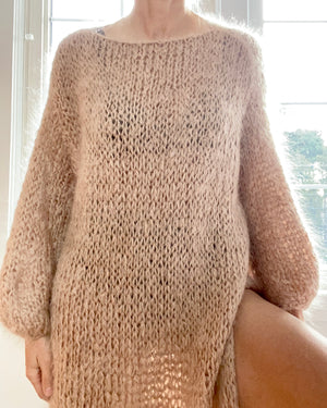 BOZIDARA Hand Knit Taupe Dress Tunic One Size
