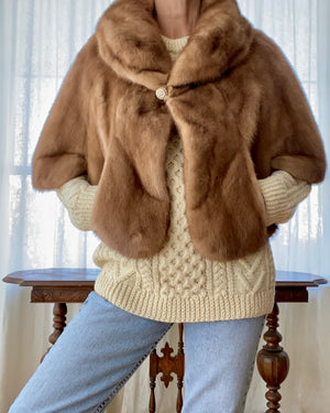 Vintage Blonde Mink Shawl Stole Cape Jacket
