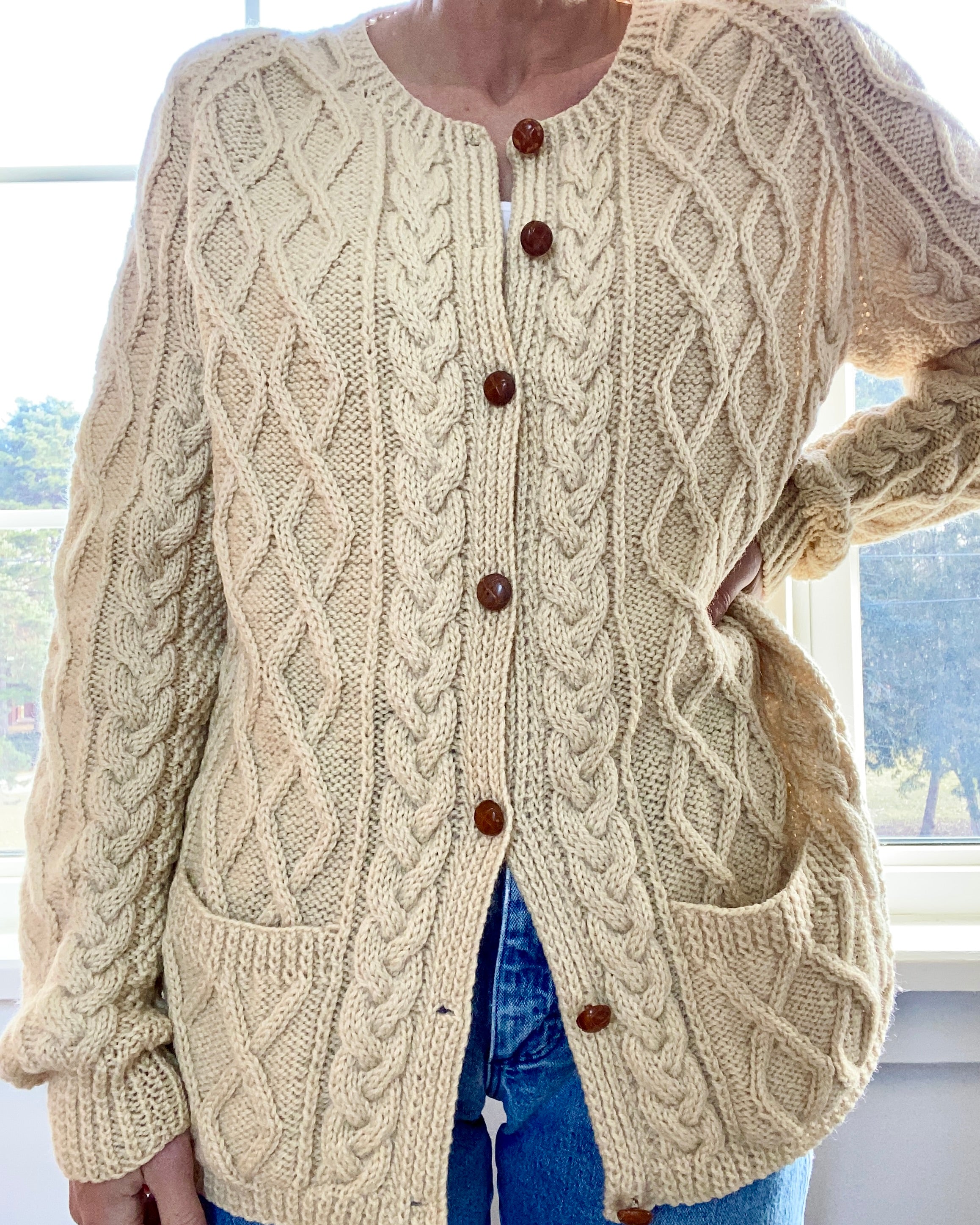 VINTAGE Fisherman Cable Wool Cardigan