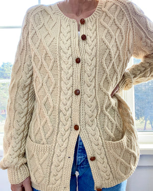 VINTAGE Fisherman Cable Wool Cardigan