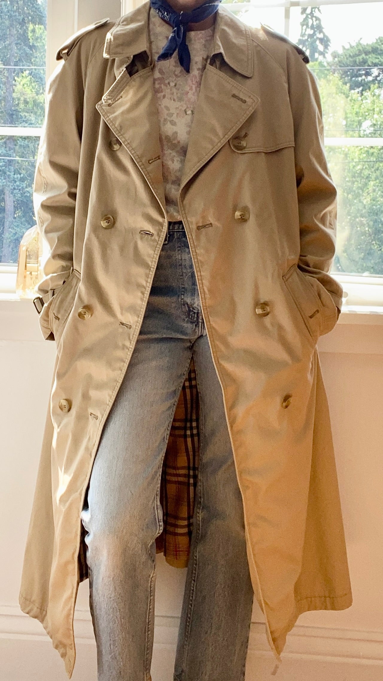 Vintage Classic Trench Coat With Wool Liner L