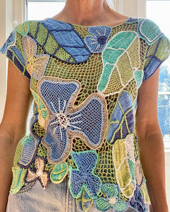 VINTAGE Crochet Botanical Motif Top