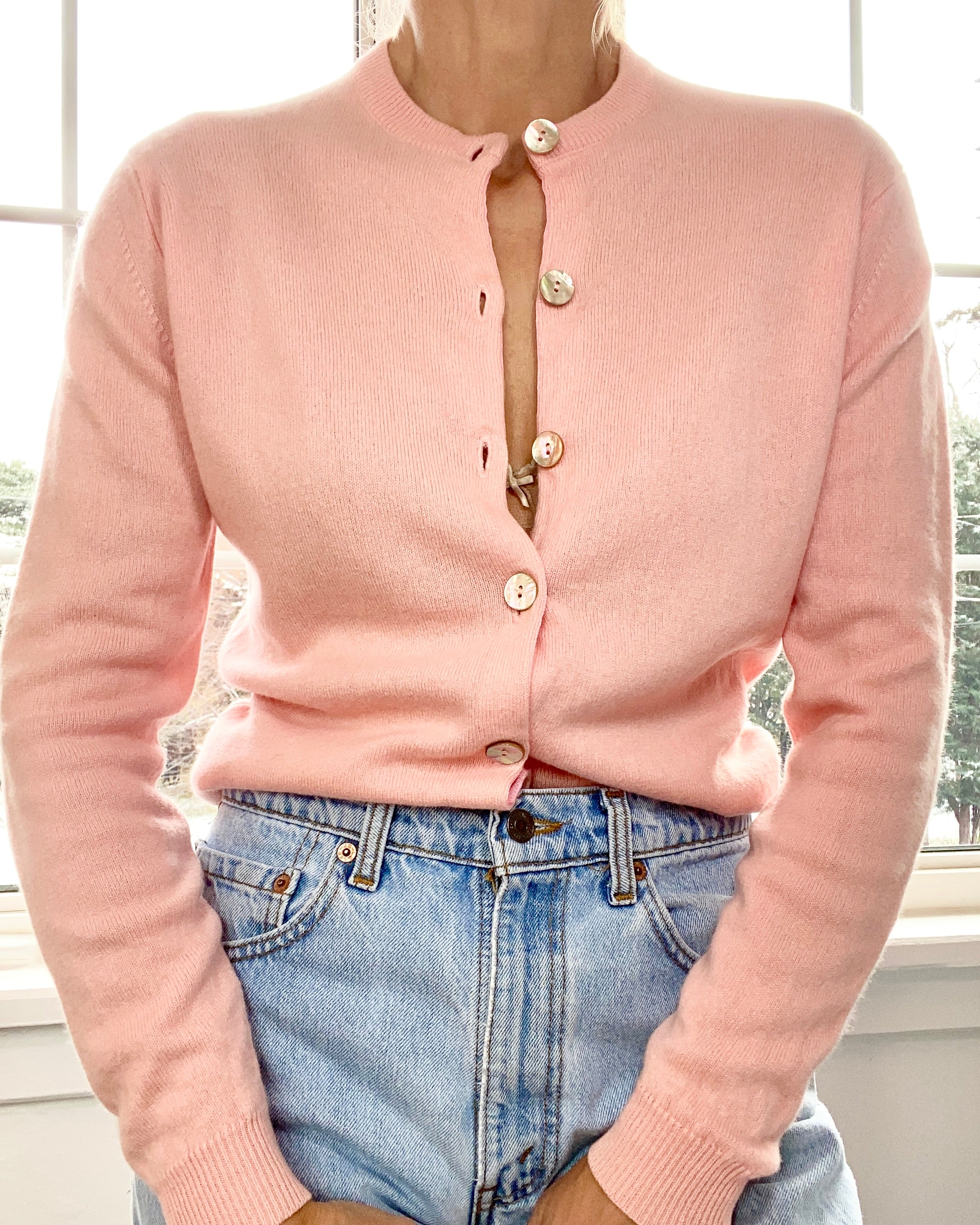 Vintage JACQUES DE LOUX Pink Cashmere Cardigan