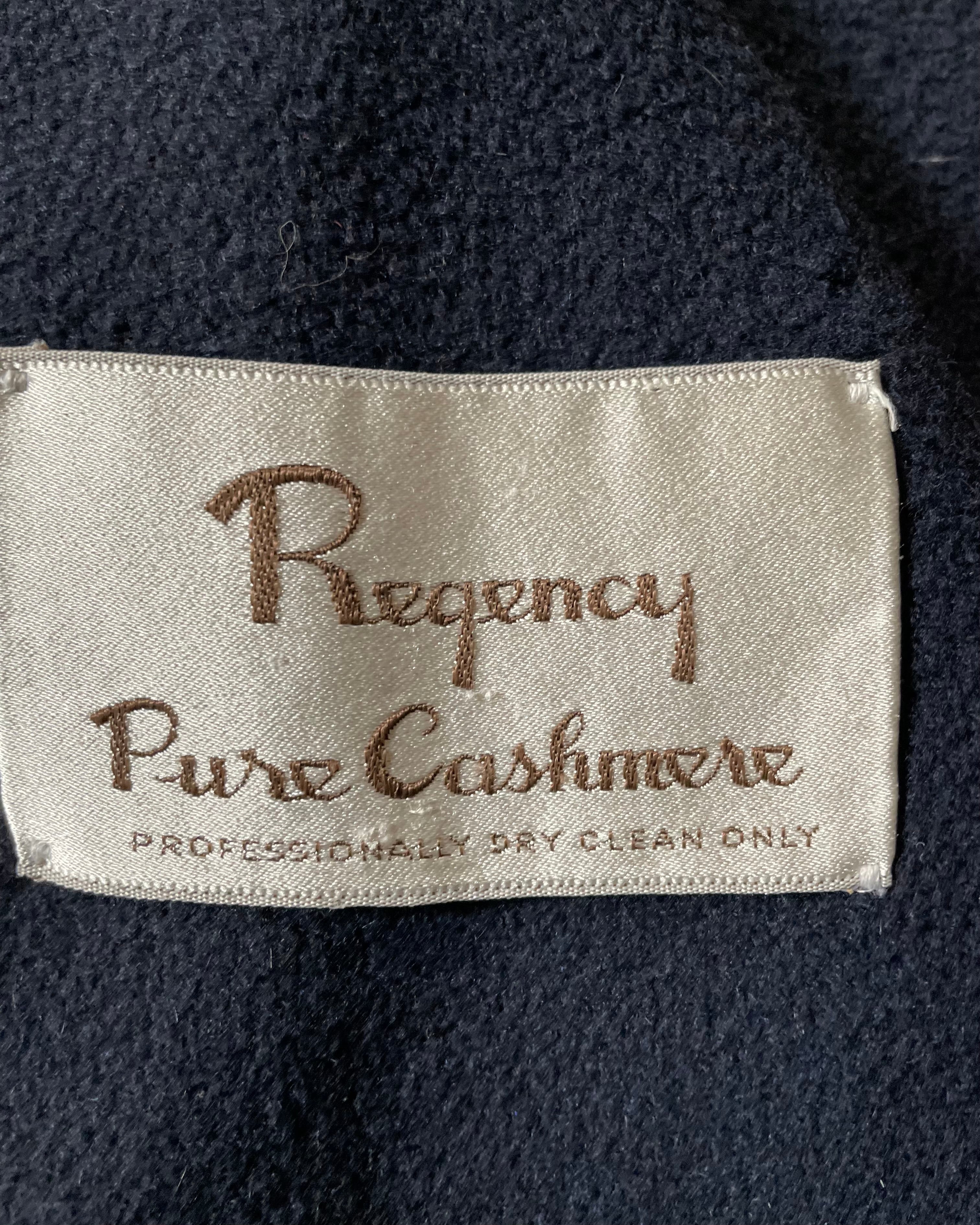 Vintage Navy Pure Cashmere Double Breasted Long Coat L XL