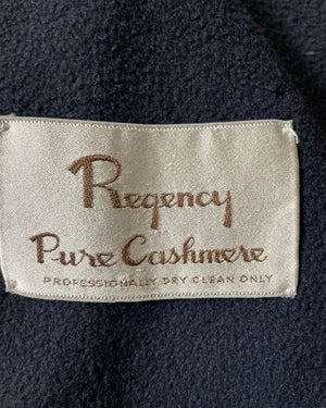 Vintage Navy Pure Cashmere Double Breasted Long Coat L XL