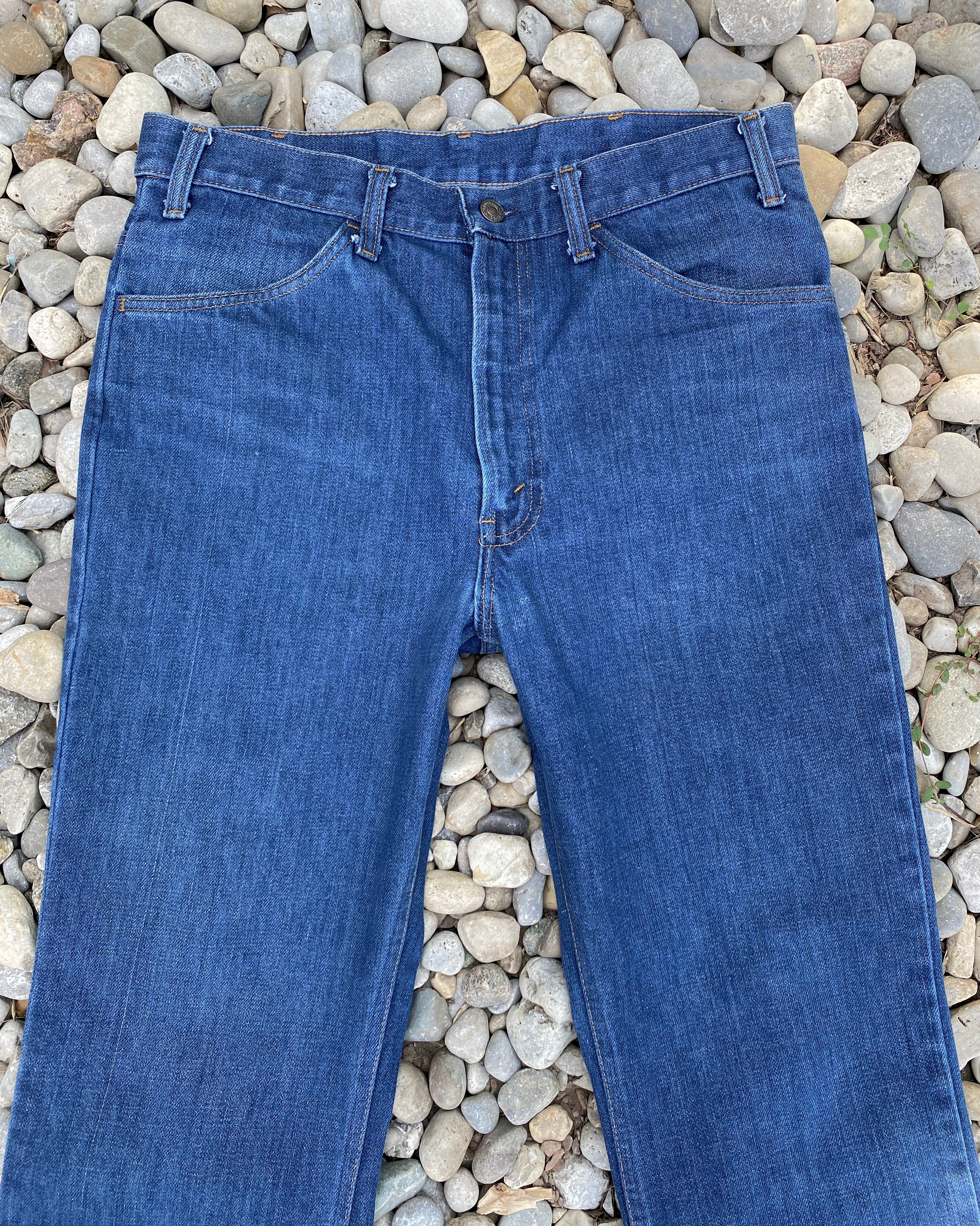 Vintage 1970s Levis 517 Orange Tab Medium to Dark Wash Flare Jeans size 34