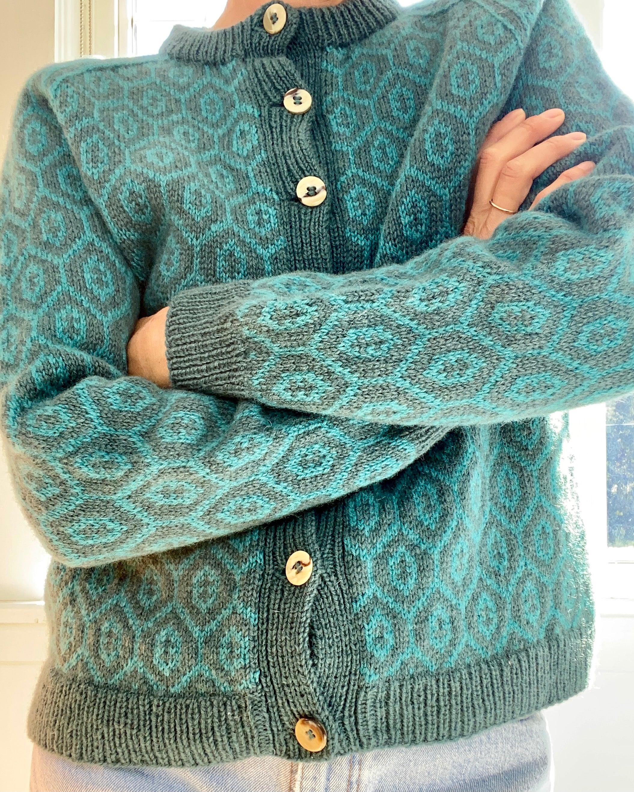 VINTAGE Jacquard Diamond Wool Cardigan