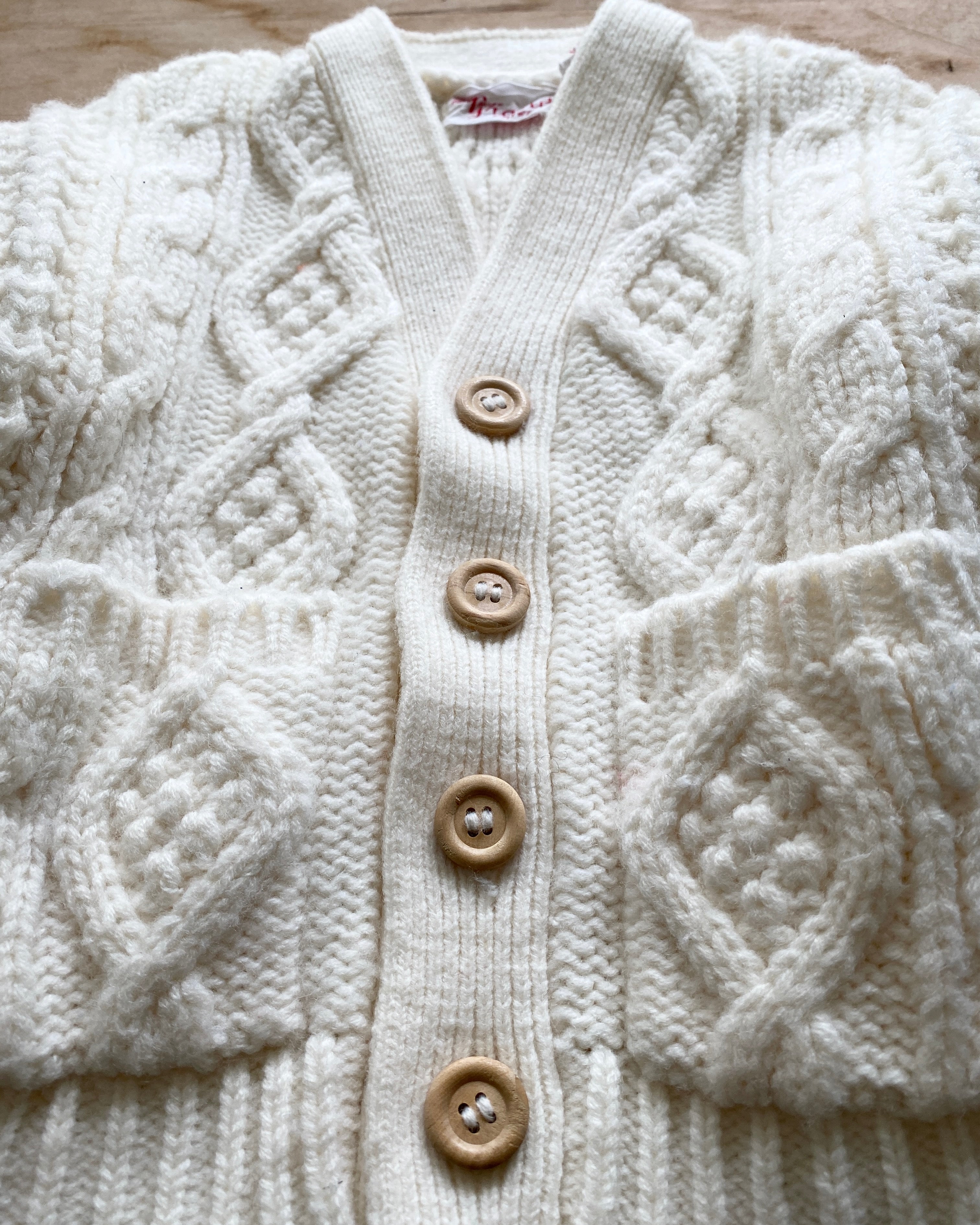 Handknit Vintage Fisherman Cardigan 2-3years