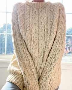 Vintage Handknit Cream Fisherman Cable Sweater