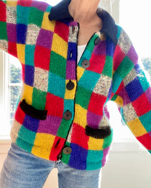 VINTAGE Checkered  Multi Color Cardigan