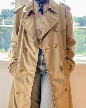Vintage Classic Trench Coat With Wool Liner L