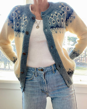 Vintage NORLFENDER Norwegian Fair Isle Cardigan Sweater S SM
