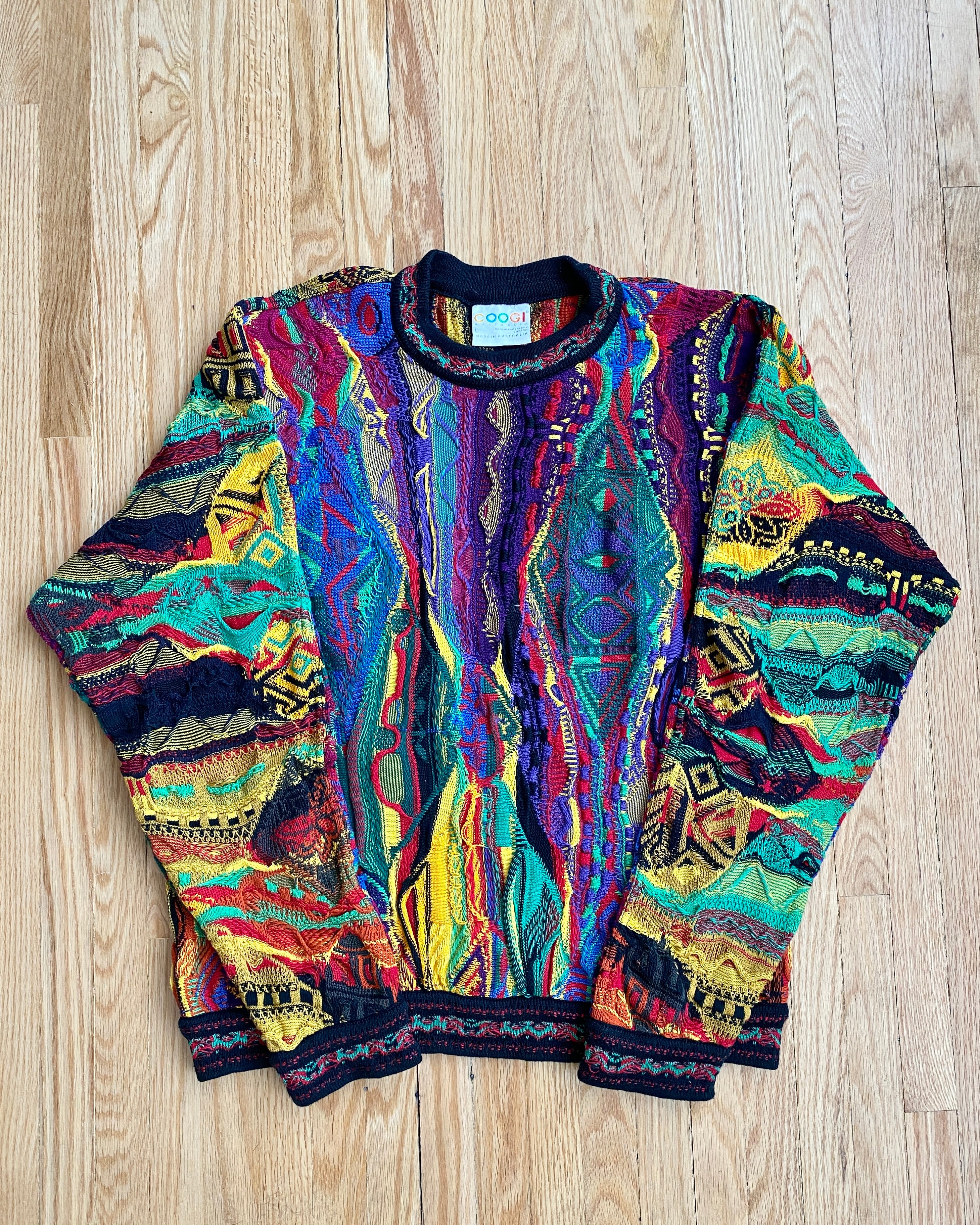 Vintage 1990s Authentic Coogi Ikat Jacquard Sweater Made in Australia
