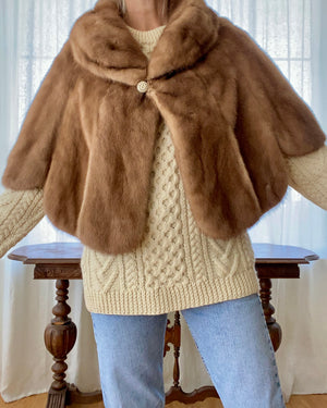Vintage Blonde Mink Shawl Stole Cape Jacket