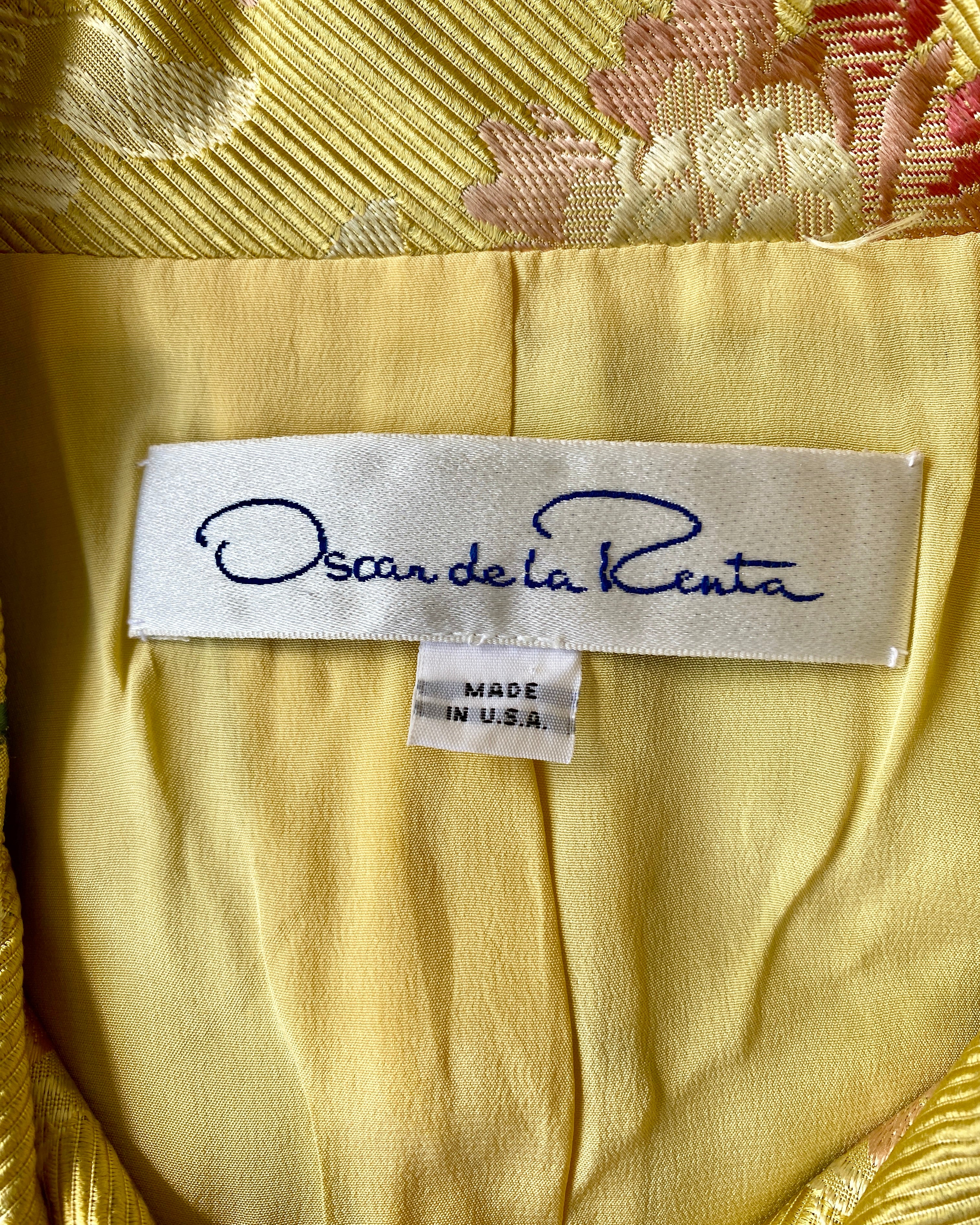 Vintage Runway OSCAR DE LA RENTA Silk Floral Brocade Skirt Suit Size 8 10