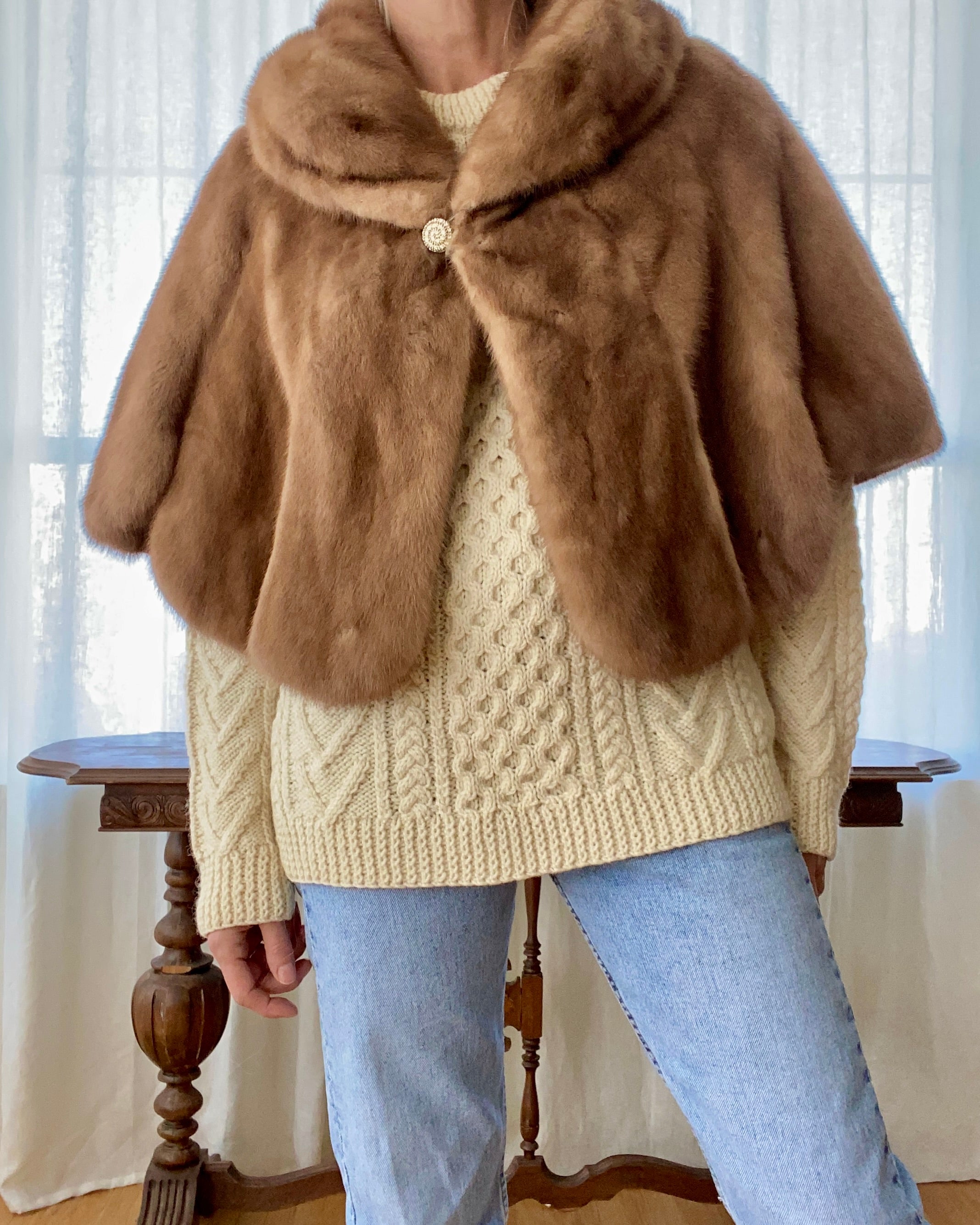 Vintage Blonde Mink Shawl Stole Cape Jacket