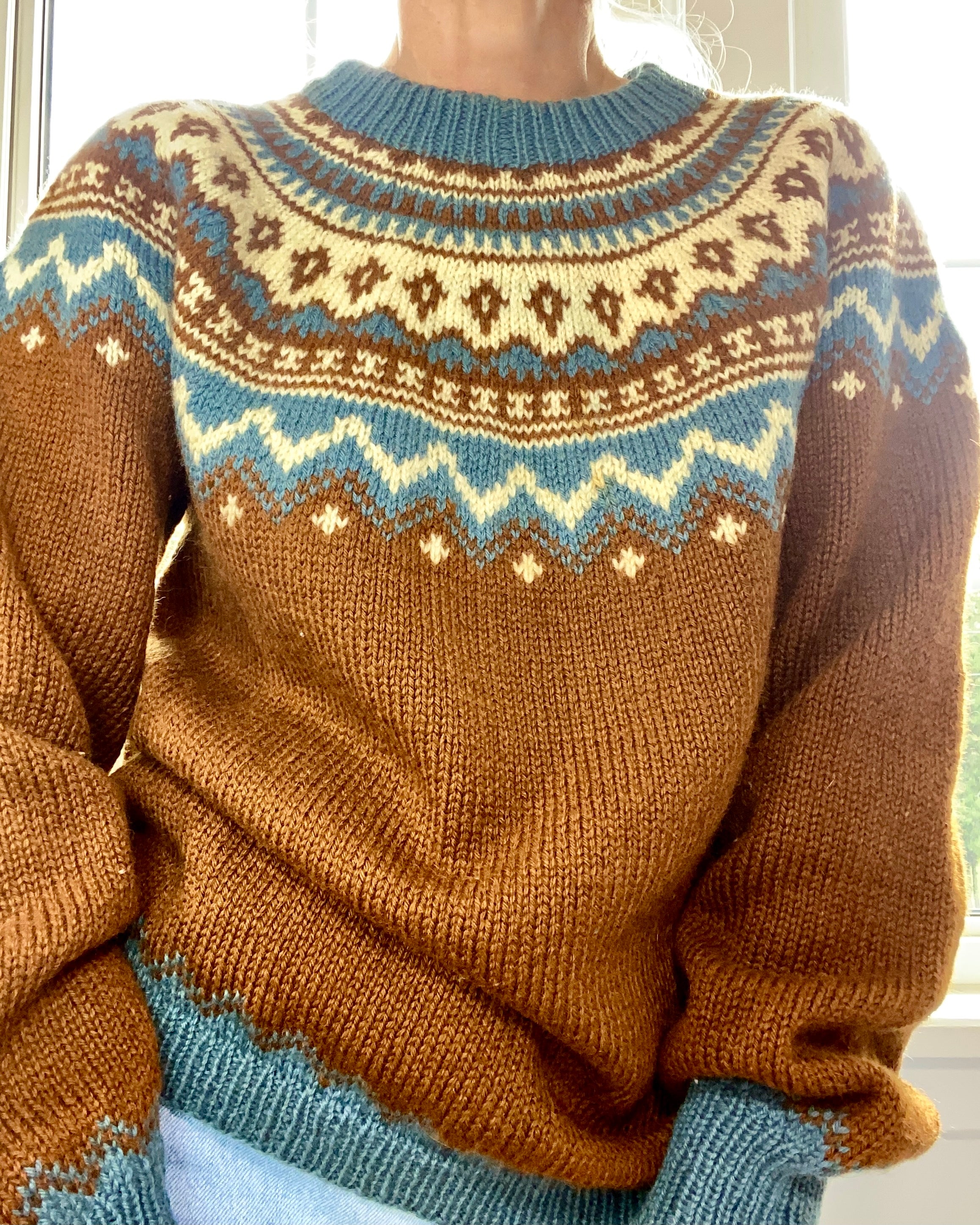 VINTAGE NORSE KNIT Fair Isle Handknit Sweater