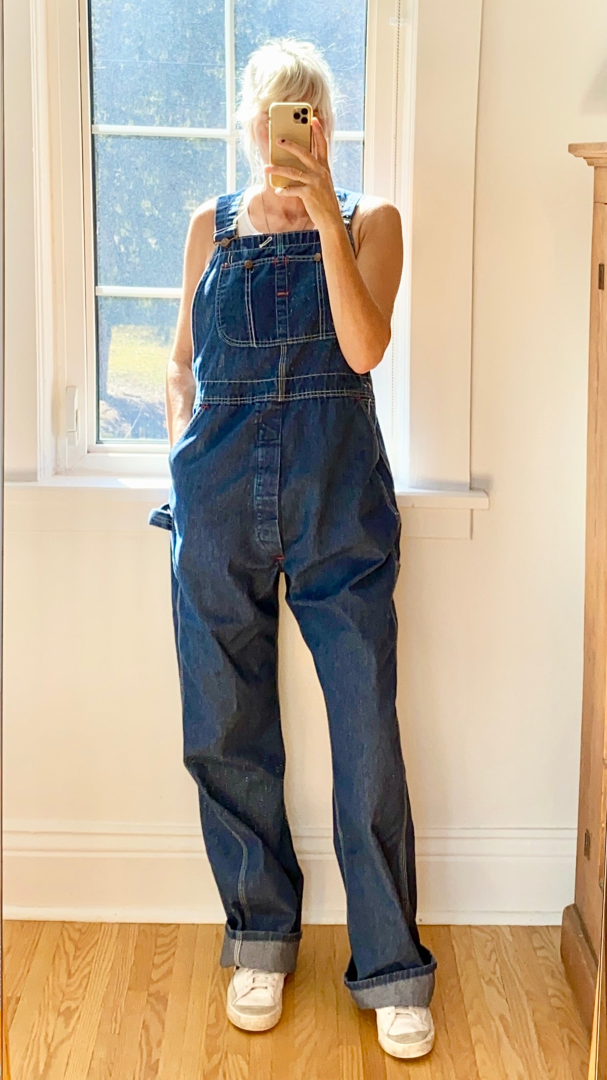 Vintage Big Mac Denim Carpenter Overalls Dark Blue Wash Size L