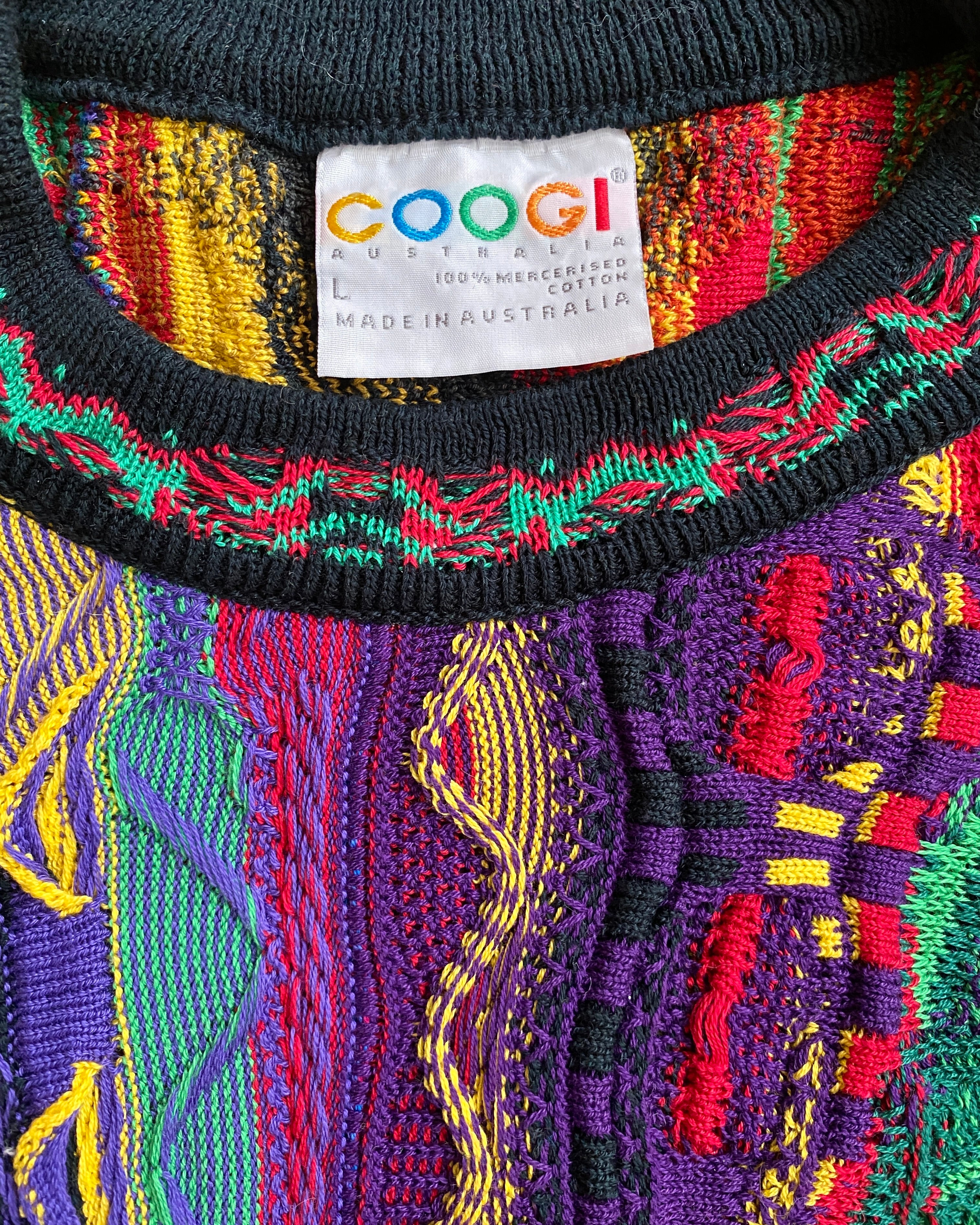 Vintage 1990s Authentic Coogi Ikat Jacquard Sweater Made in Australia
