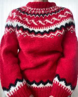 Vintage Icelandic Lopi Fair Isle Red Sweater M L