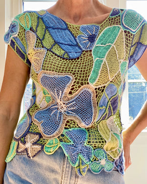 VINTAGE Crochet Botanical Motif Top