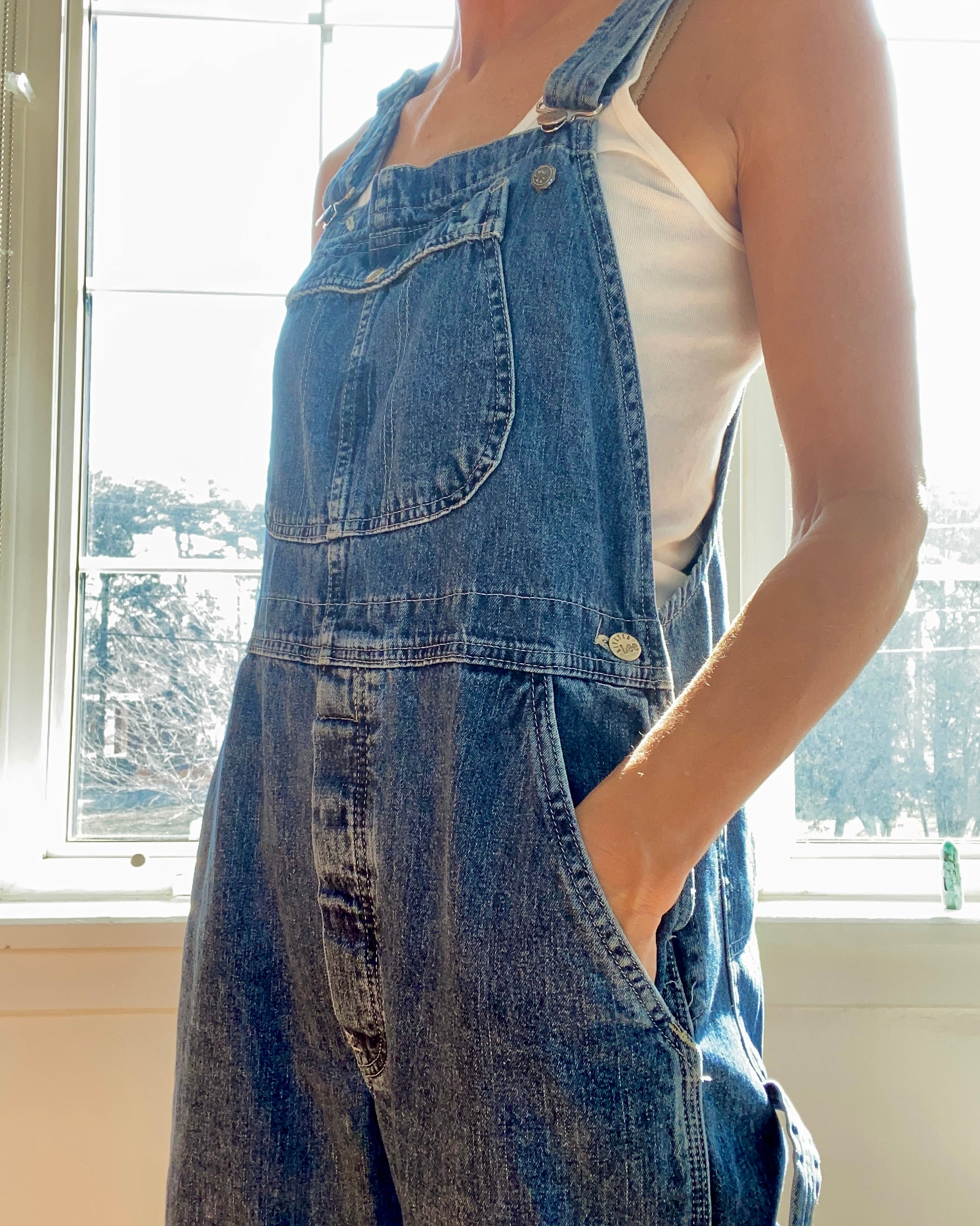 Vintage Riveted Lee Denim Carpenter Overalls Medium Wash Size M