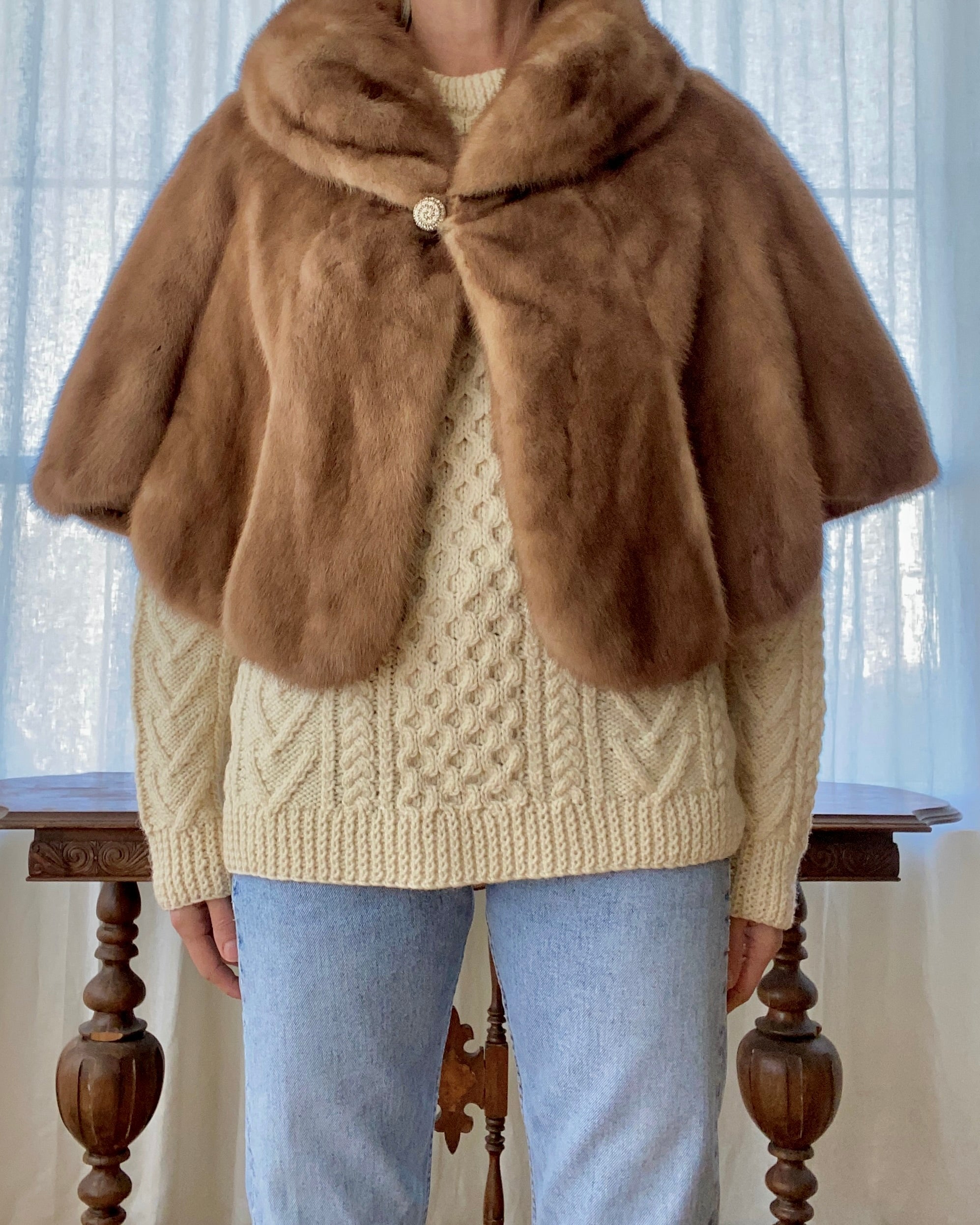 Vintage Blonde Mink Shawl Stole Cape Jacket