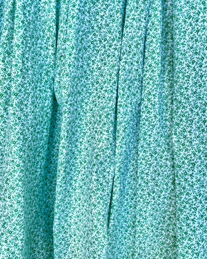 Vintage 1950s Full Circle Gathered Green Floral Skirt