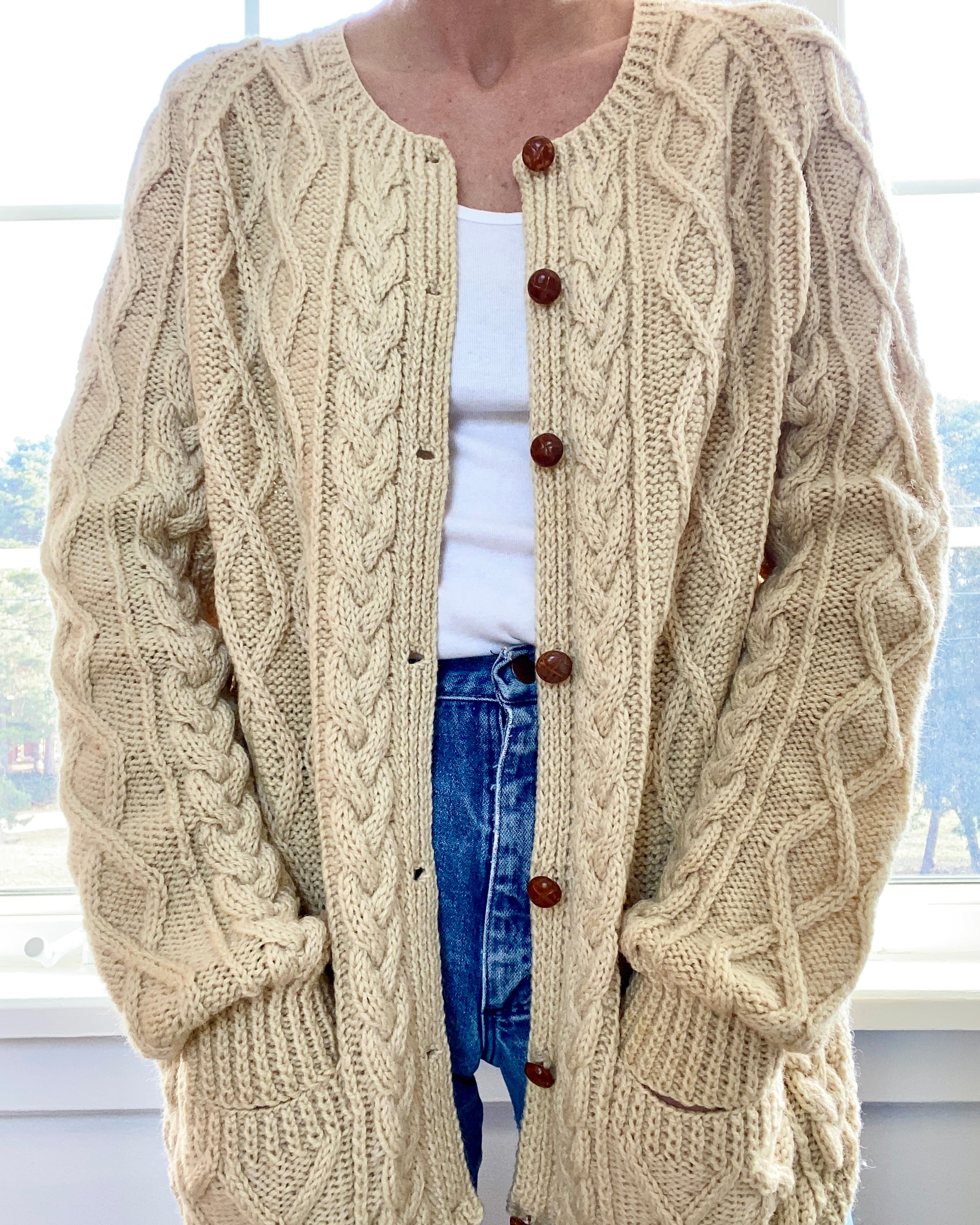 VINTAGE Fisherman Cable Wool Cardigan