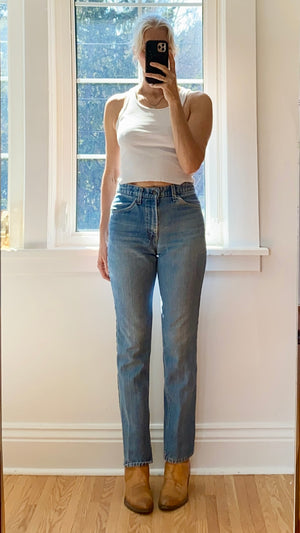 Vintage 1970s Orange Tab Light Denim Jeans made in USA Size 28 to 29