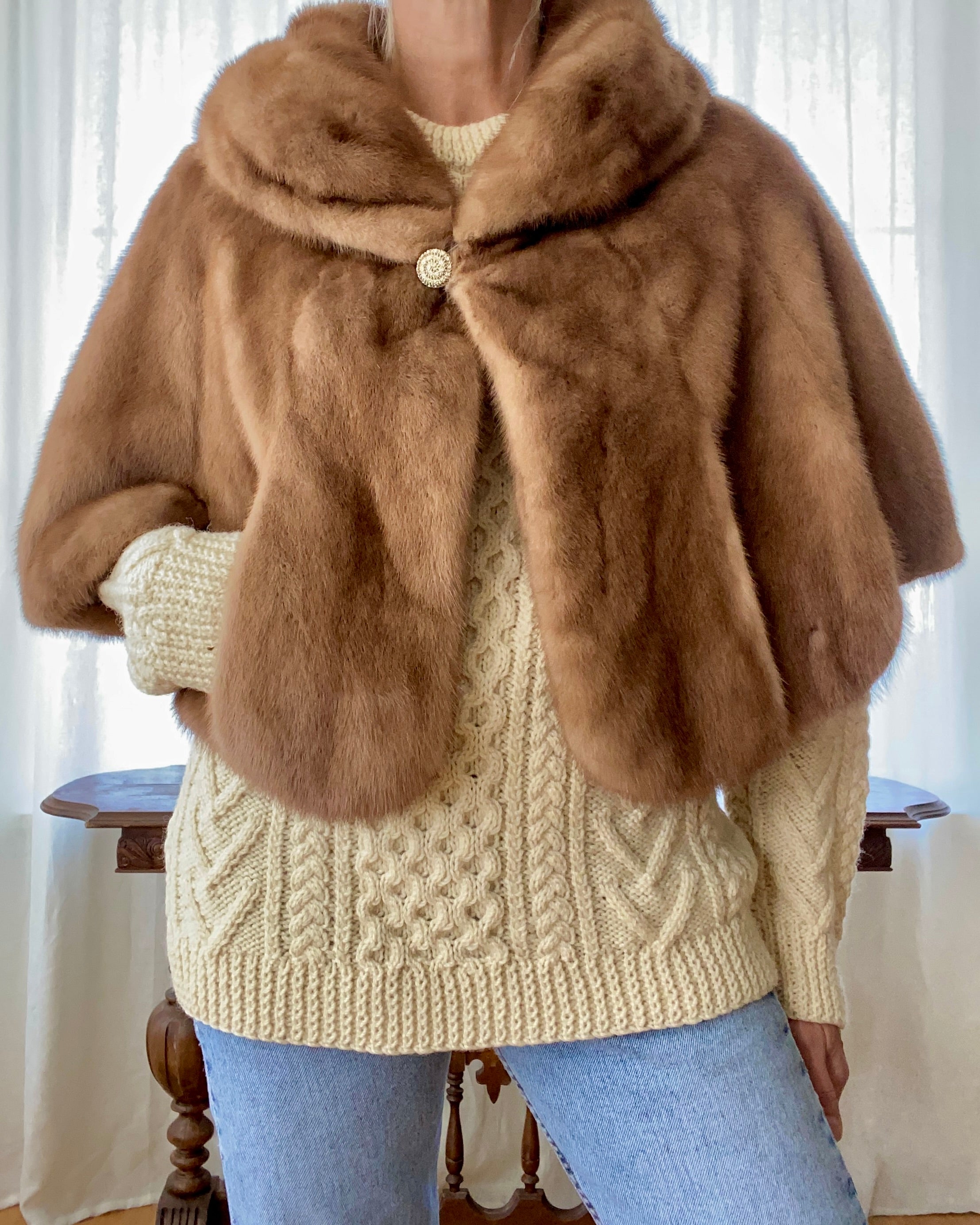 Vintage Blonde Mink Shawl Stole Cape Jacket