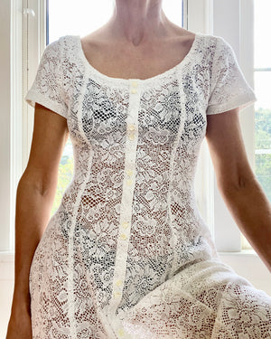 VINTAGE White Lace Midi Dress