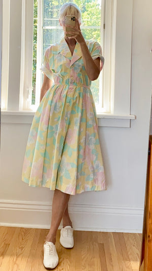Vintage Depeche Mode Cotton Floral Pastel Dress Size M