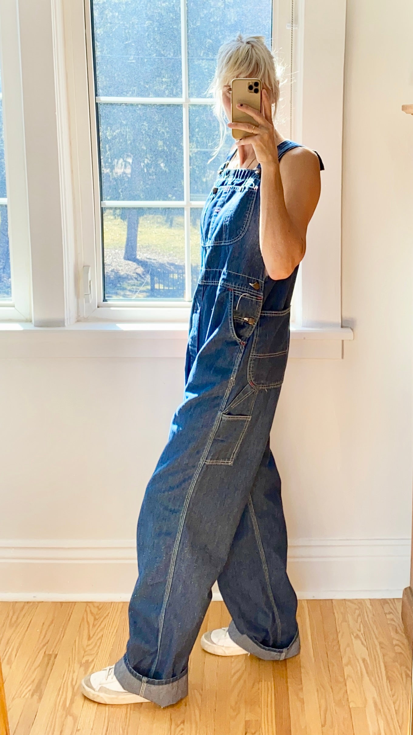 Vintage Big Mac Denim Carpenter Overalls Dark Blue Wash Size L