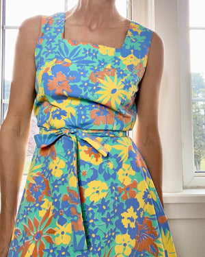 Vintage 1960s Ruth Clarage Tropical Print Day Dress Made in Jamaica