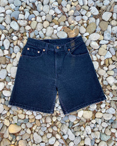 Vintage 1990s Levis 550 Black Wash Denim High Waist Jean Shorts Made in USA size 27