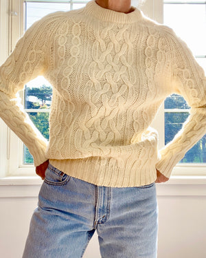 Vintage Cream Fisherman Cable Sweater