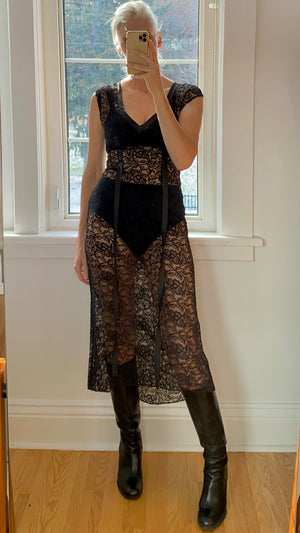 VINTAGE 1990s Black Lace Dress