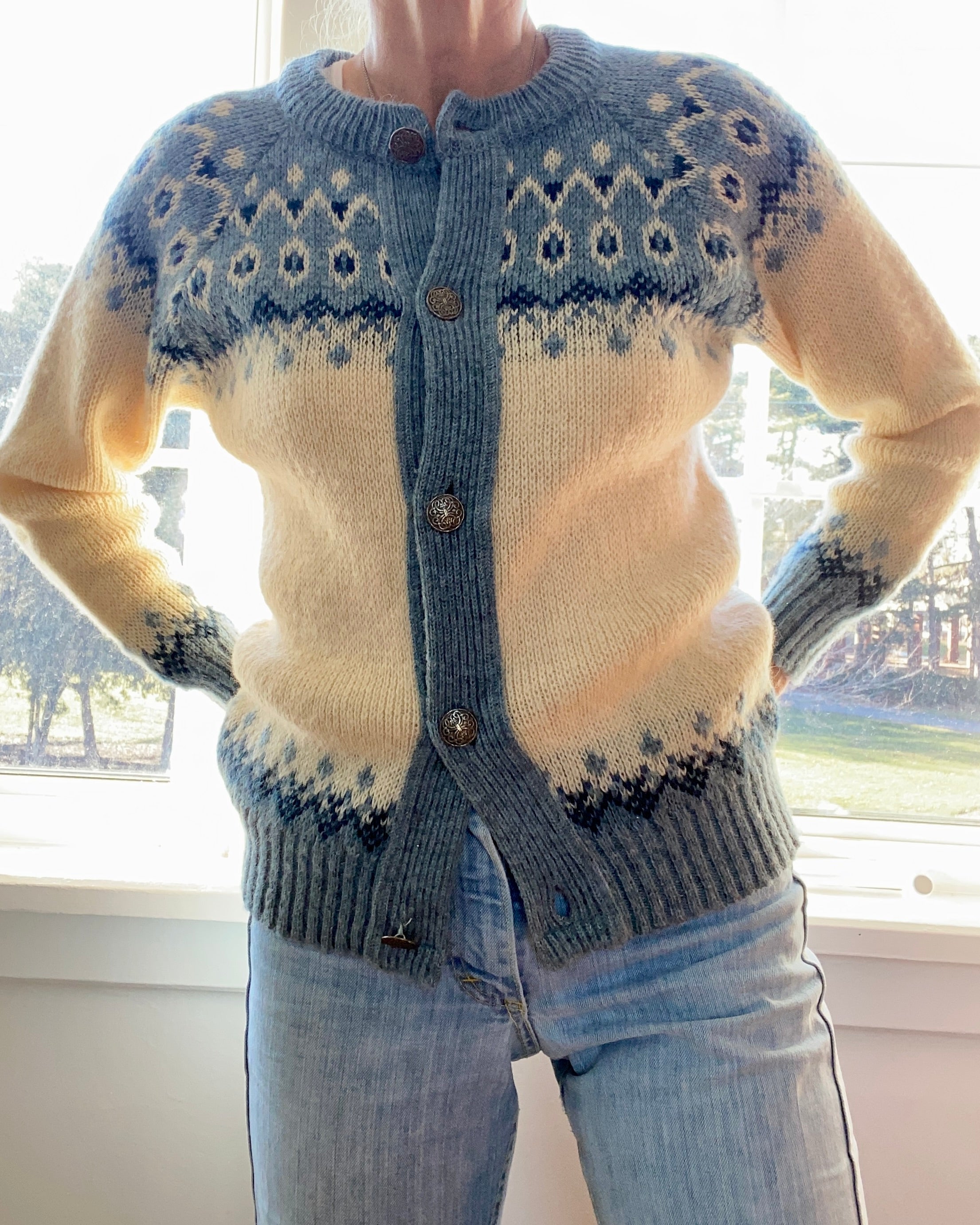 Vintage NORLFENDER Norwegian Fair Isle Cardigan Sweater S SM