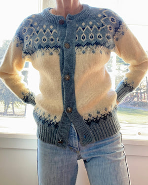 Vintage NORLFENDER Norwegian Fair Isle Cardigan Sweater S SM