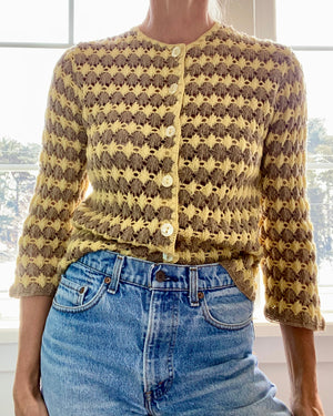 VINTAGE 1950s Granny Stripe Crochet Cardigan