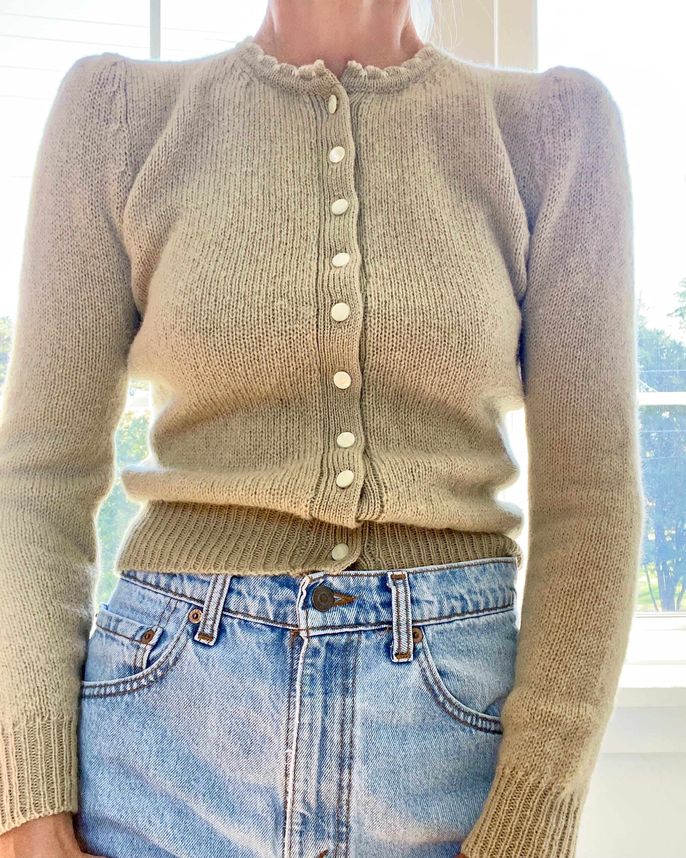 Vintage Tyrolean Style Sage Cardigan S