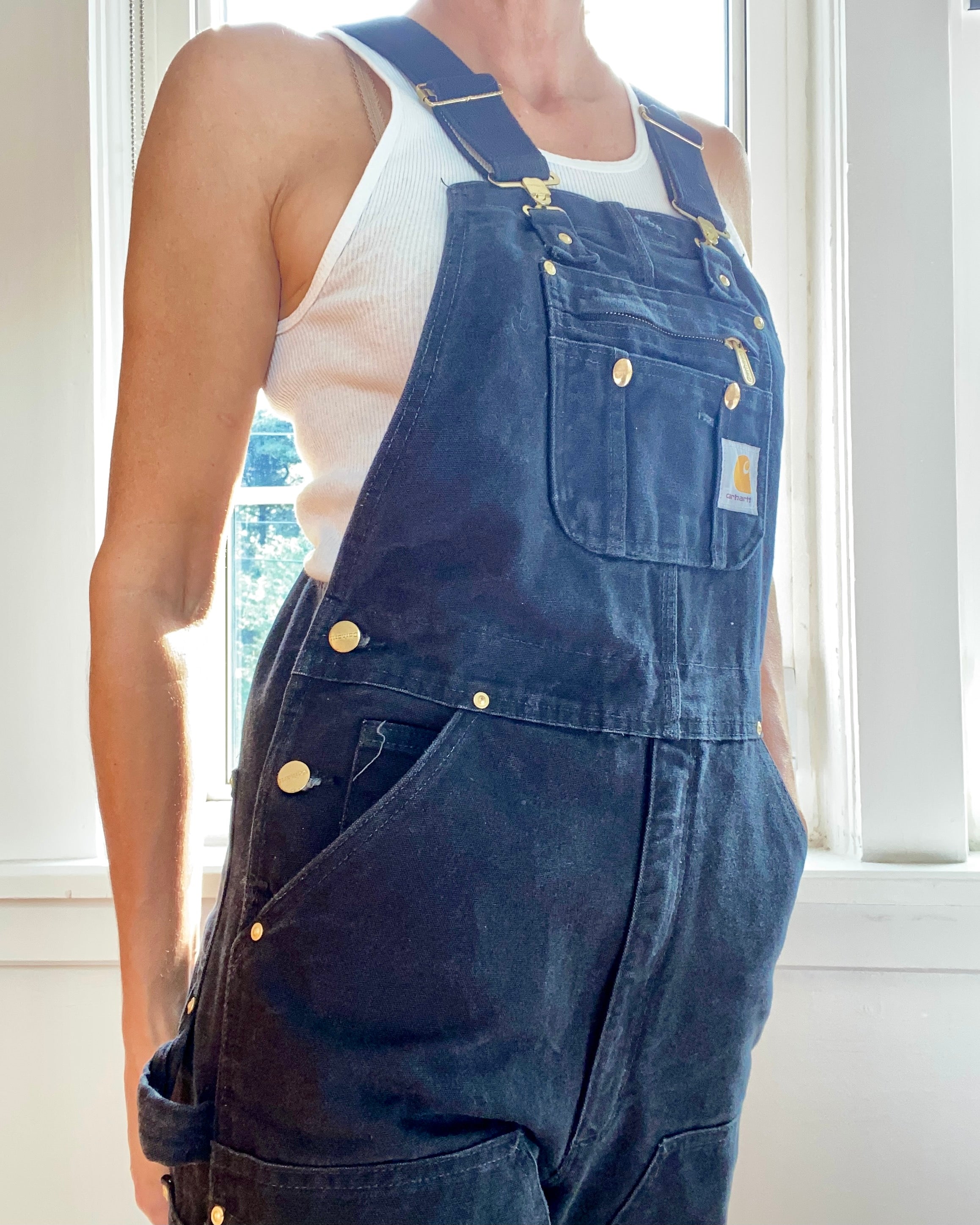 Vintage CARHARTT Black Carpenter Canvas Overalls size 30/32