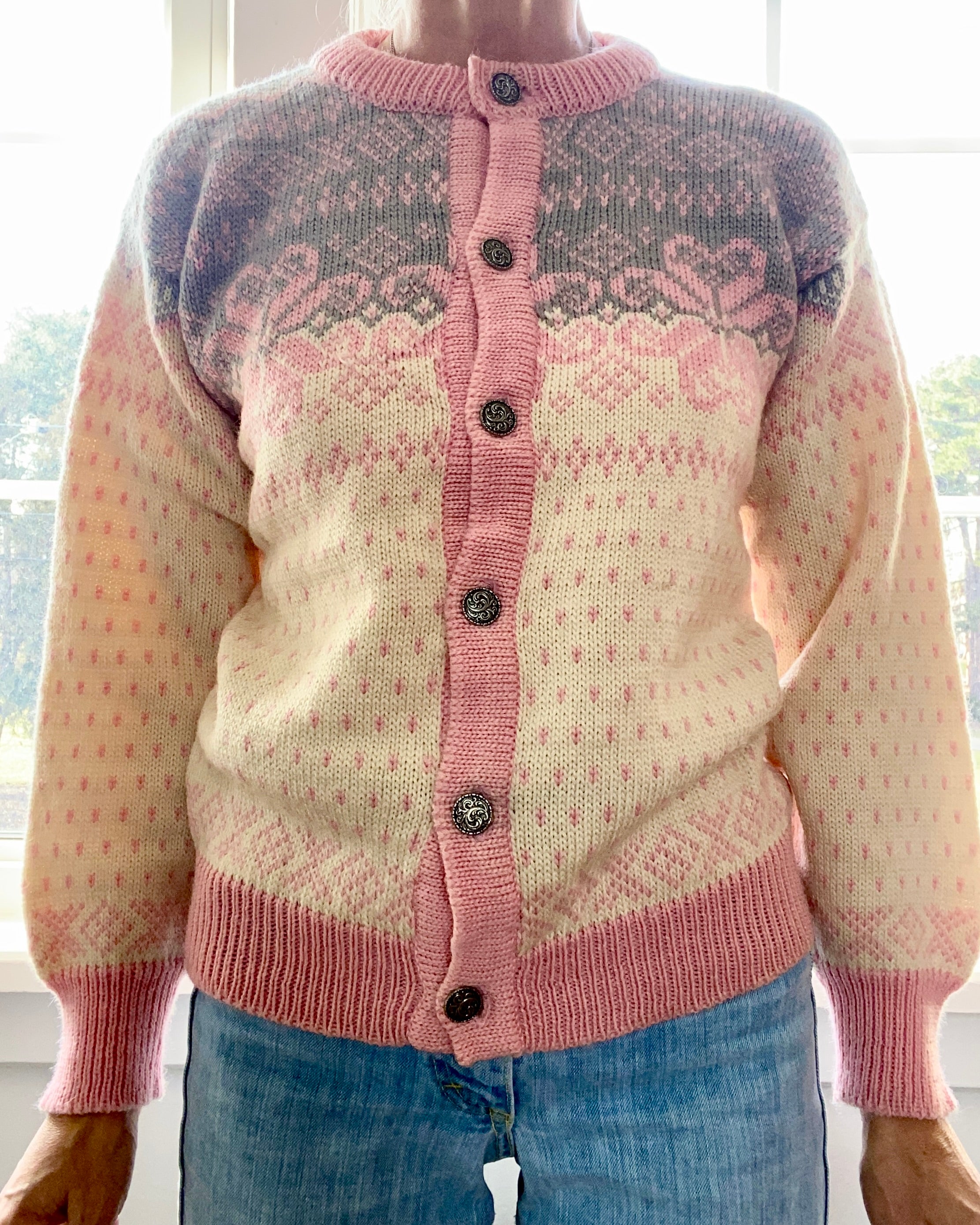 Vintage DALE of Norway Norwegian Fair Isle Cardigan Sweater M