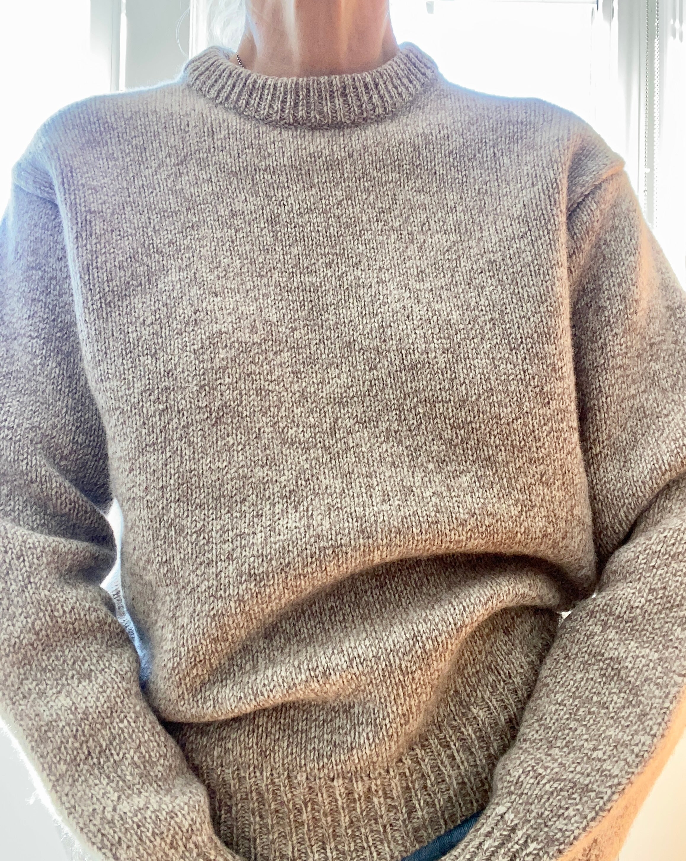 VINTAGE LLBEAN Oatmeal Melange Wool Crew Neck Sweater