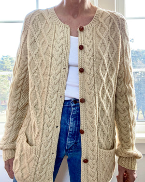 VINTAGE Fisherman Cable Wool Cardigan