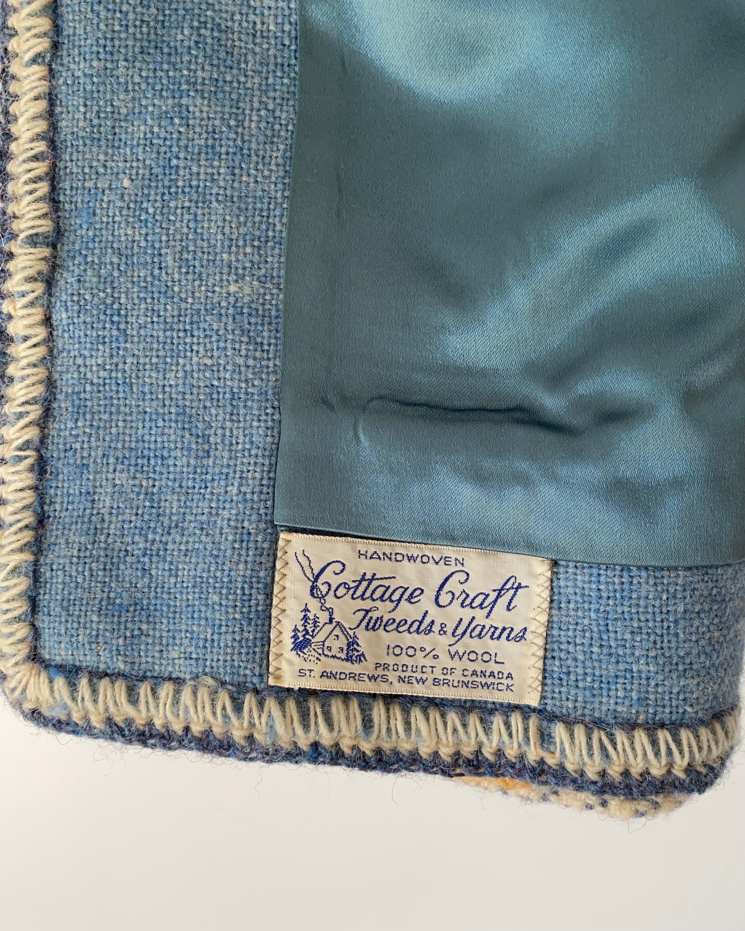 Vintage Handwoven Blue Wool with Embroidery Jacket