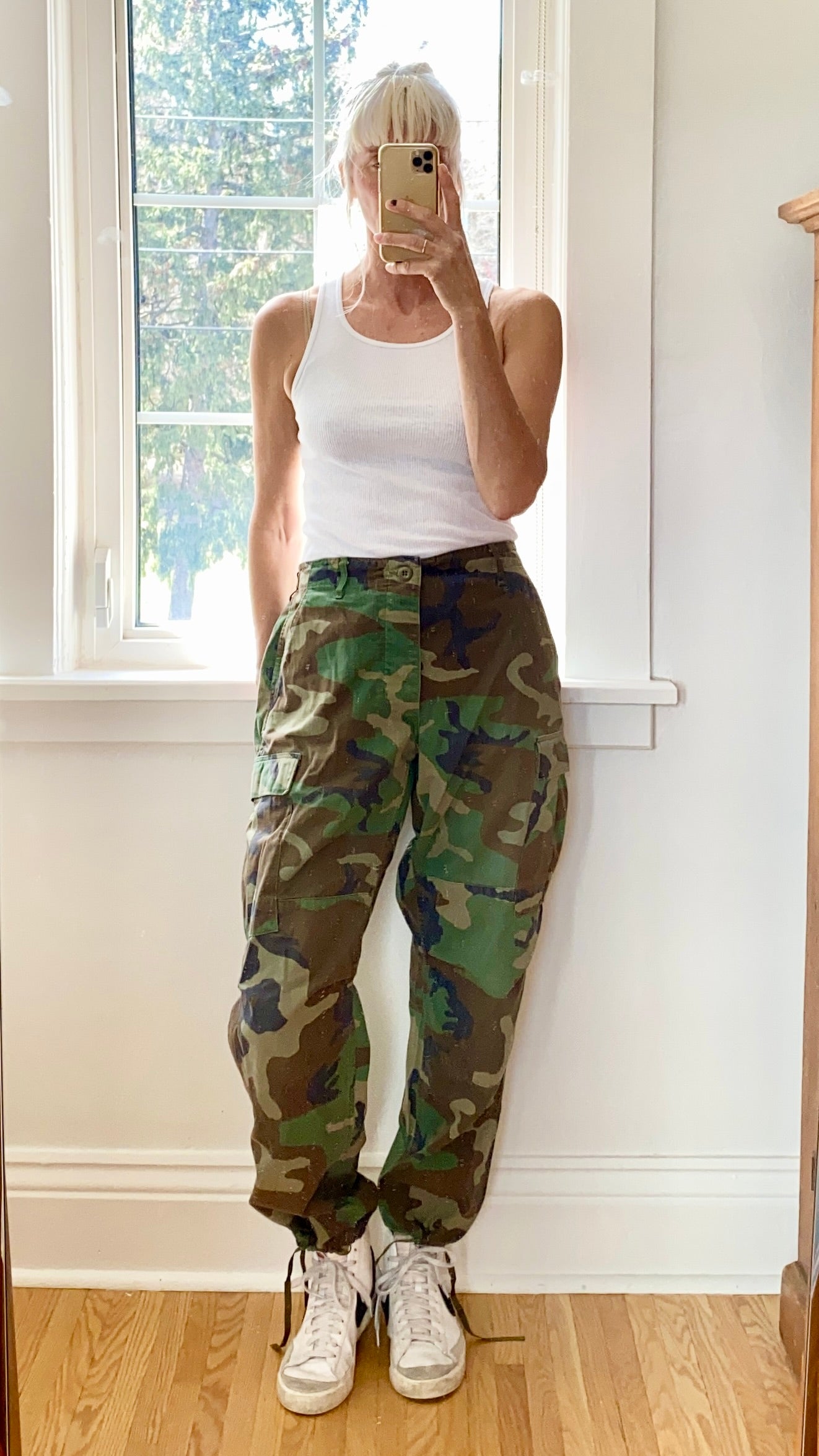 Vintage US Army Military Woodland Camouflage Cargo Pants Size 31