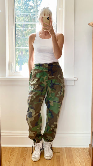 Vintage US Army Military Woodland Camouflage Cargo Pants Size 31